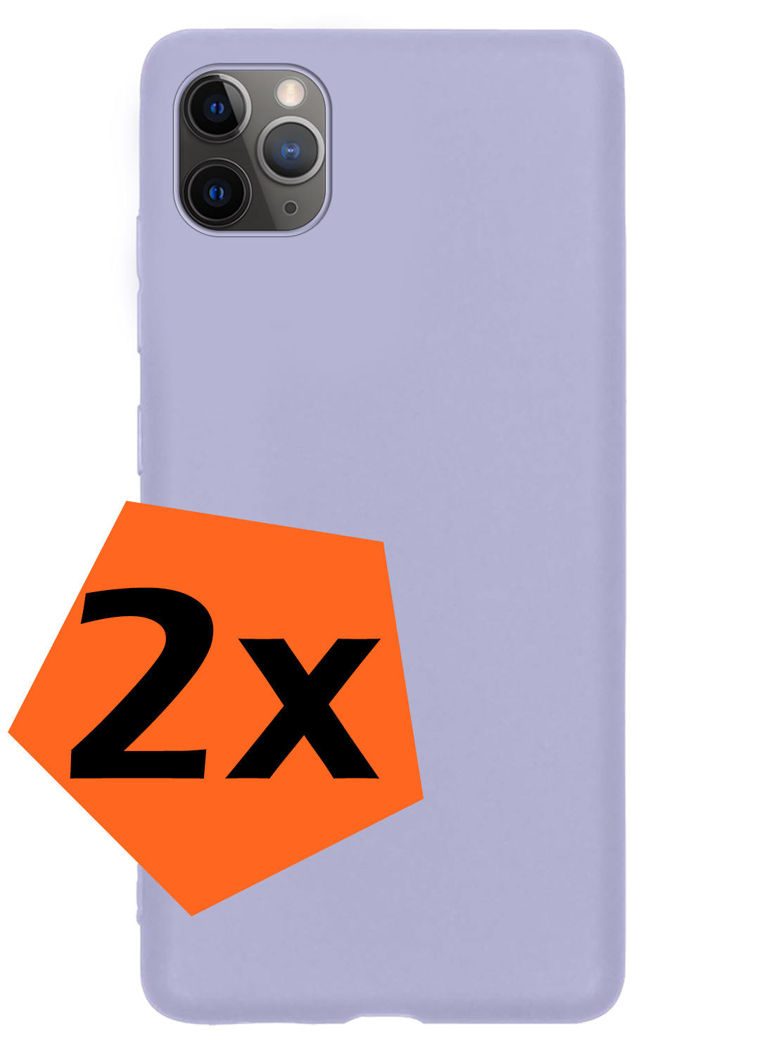 Nomfy Hoesje Geschikt voor iPhone 11 Pro Max Hoesje Siliconen Cover Case - Hoes Geschikt voor iPhone 11 Pro Max Hoes Back Case - 2-PACK - Lila