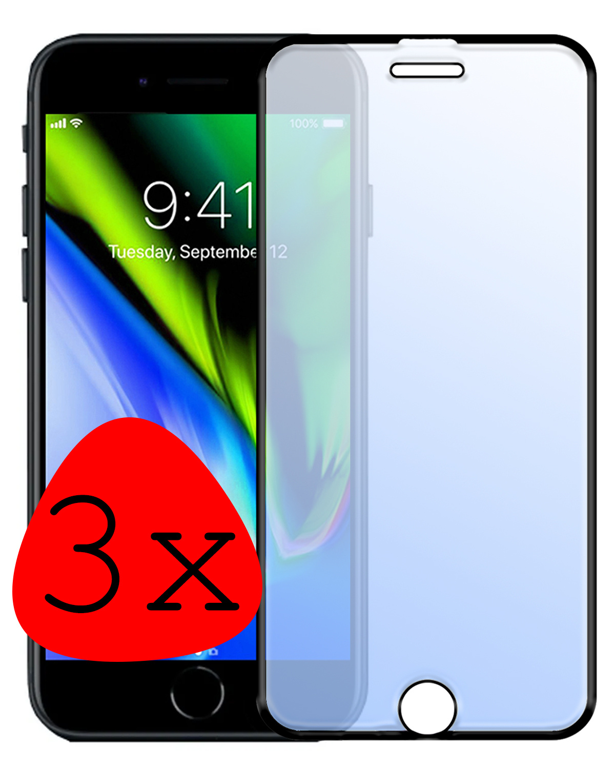 BASEY. Screenprotector Geschikt voor iPhone 6s Plus Screenprotector Beschermglas Full Cover - Screenprotector Geschikt voor iPhone 6s Plus Screen Protector Full Cover - 3 Stuks