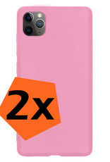 Nomfy Hoesje Geschikt voor iPhone 11 Pro Max Hoesje Siliconen Cover Case - Hoes Geschikt voor iPhone 11 Pro Max Hoes Back Case - 2-PACK - Lichtroze