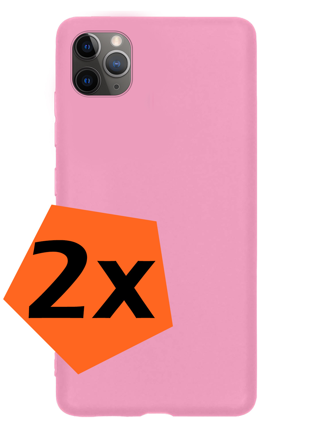 Nomfy Hoesje Geschikt voor iPhone 11 Pro Max Hoesje Siliconen Cover Case - Hoes Geschikt voor iPhone 11 Pro Max Hoes Back Case - 2-PACK - Lichtroze