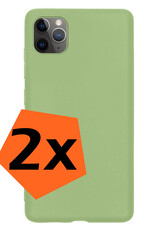 Nomfy Hoesje Geschikt voor iPhone 11 Pro Max Hoesje Siliconen Cover Case - Hoes Geschikt voor iPhone 11 Pro Max Hoes Back Case - 2-PACK - Groen
