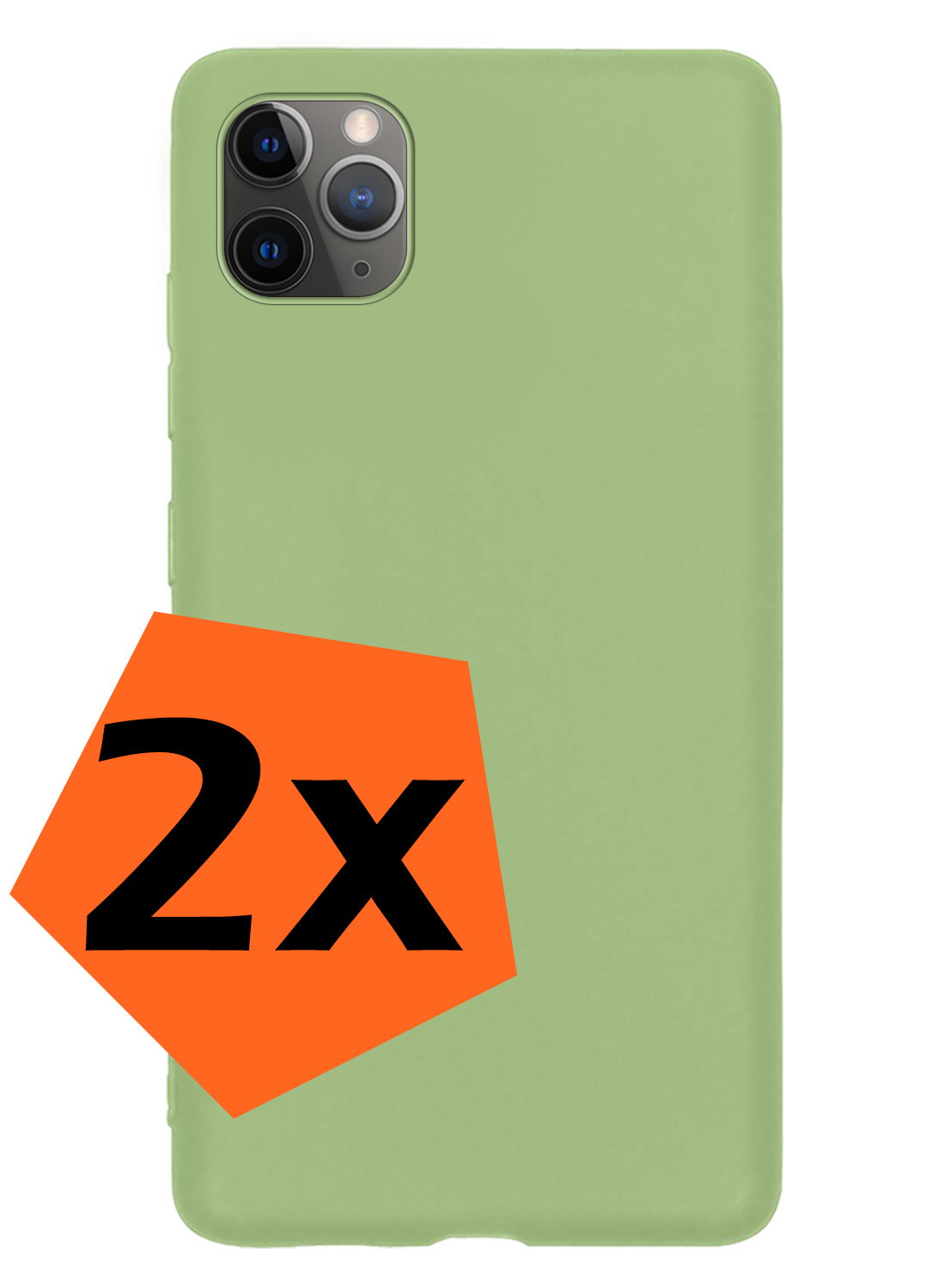 Nomfy Hoesje Geschikt voor iPhone 11 Pro Max Hoesje Siliconen Cover Case - Hoes Geschikt voor iPhone 11 Pro Max Hoes Back Case - 2-PACK - Groen