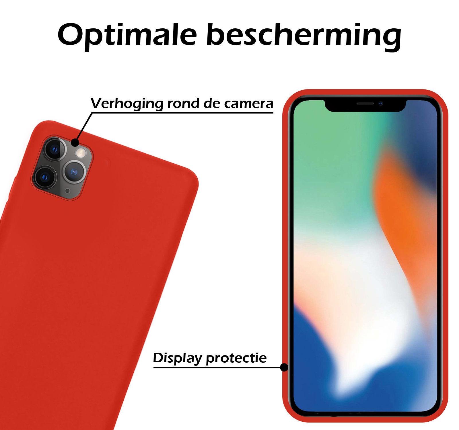 Nomfy Hoesje Geschikt voor iPhone 11 Pro Max Hoesje Siliconen Cover Case - Hoes Geschikt voor iPhone 11 Pro Max Hoes Back Case - Rood