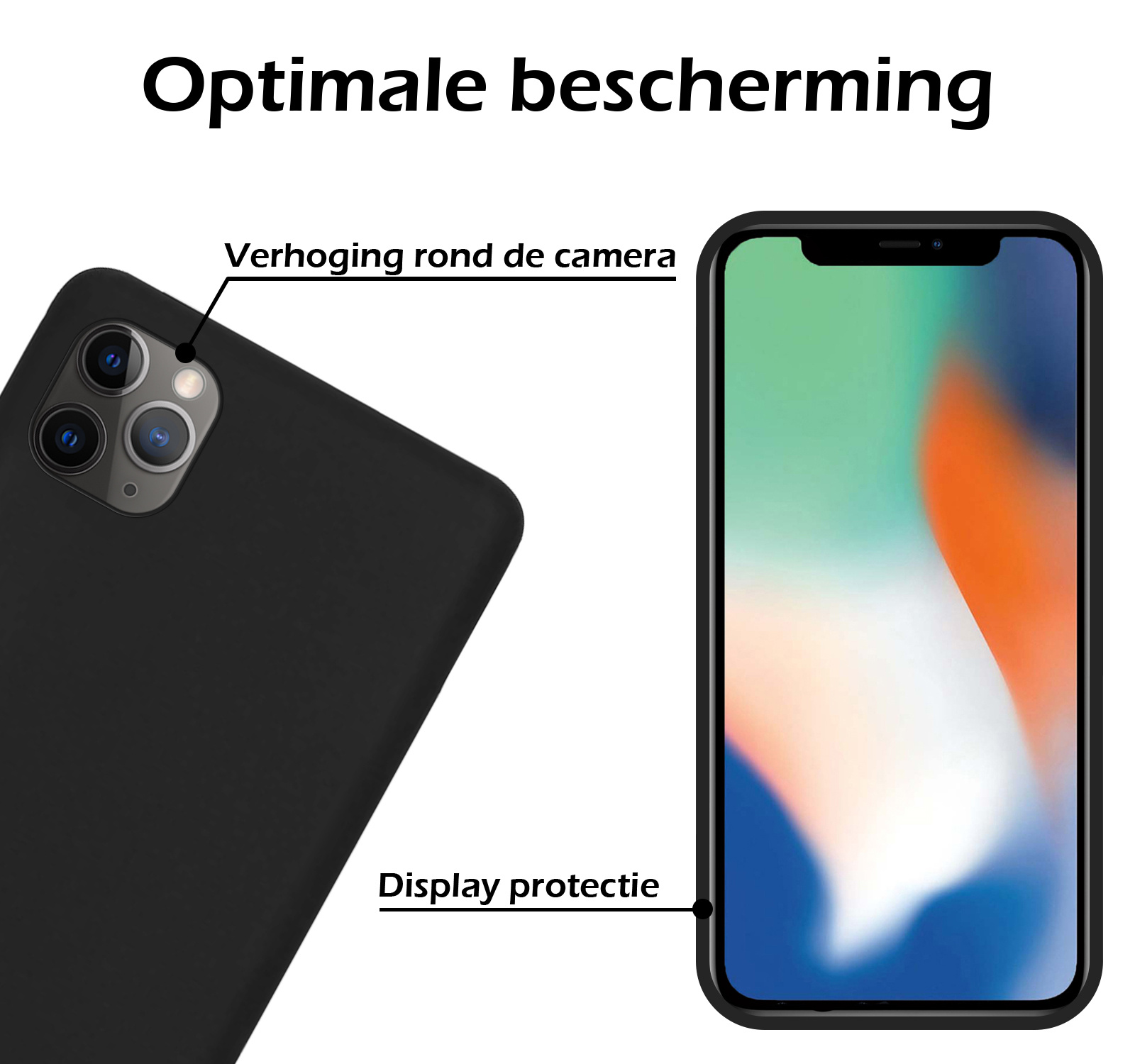 Nomfy Hoesje Geschikt voor iPhone 11 Pro Hoesje Siliconen Cover Case - Hoes Geschikt voor iPhone 11 Pro Hoes Back Case - 2-PACK - Zwart