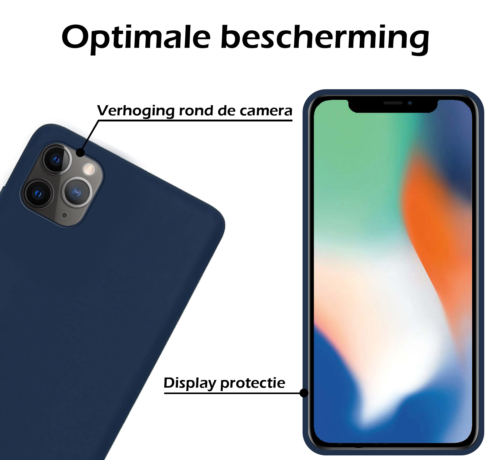 Nomfy Hoesje Geschikt voor iPhone 11 Pro Hoesje Siliconen Cover Case - Hoes Geschikt voor iPhone 11 Pro Hoes Back Case - 2-PACK - Donkerblauw