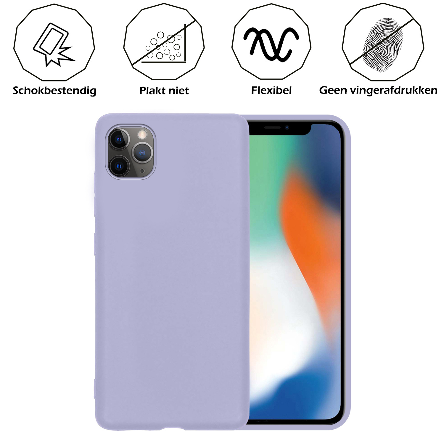 Nomfy Hoesje Geschikt voor iPhone 11 Pro Hoesje Siliconen Cover Case - Hoes Geschikt voor iPhone 11 Pro Hoes Back Case - Lila