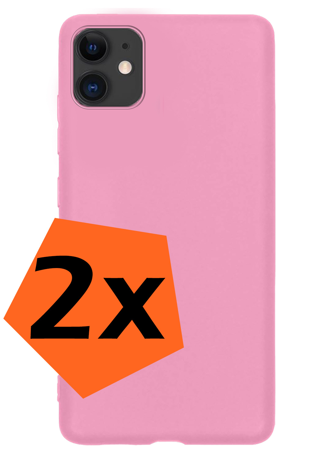 Nomfy Hoesje Geschikt voor iPhone 11 Hoesje Siliconen Cover Case - Hoes Geschikt voor iPhone 11 Hoes Back Case - 2-PACK - Lichtroze