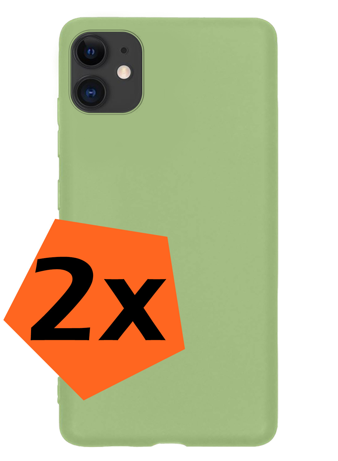 Nomfy Hoesje Geschikt voor iPhone 11 Hoesje Siliconen Cover Case - Hoes Geschikt voor iPhone 11 Hoes Back Case - 2-PACK - Groen