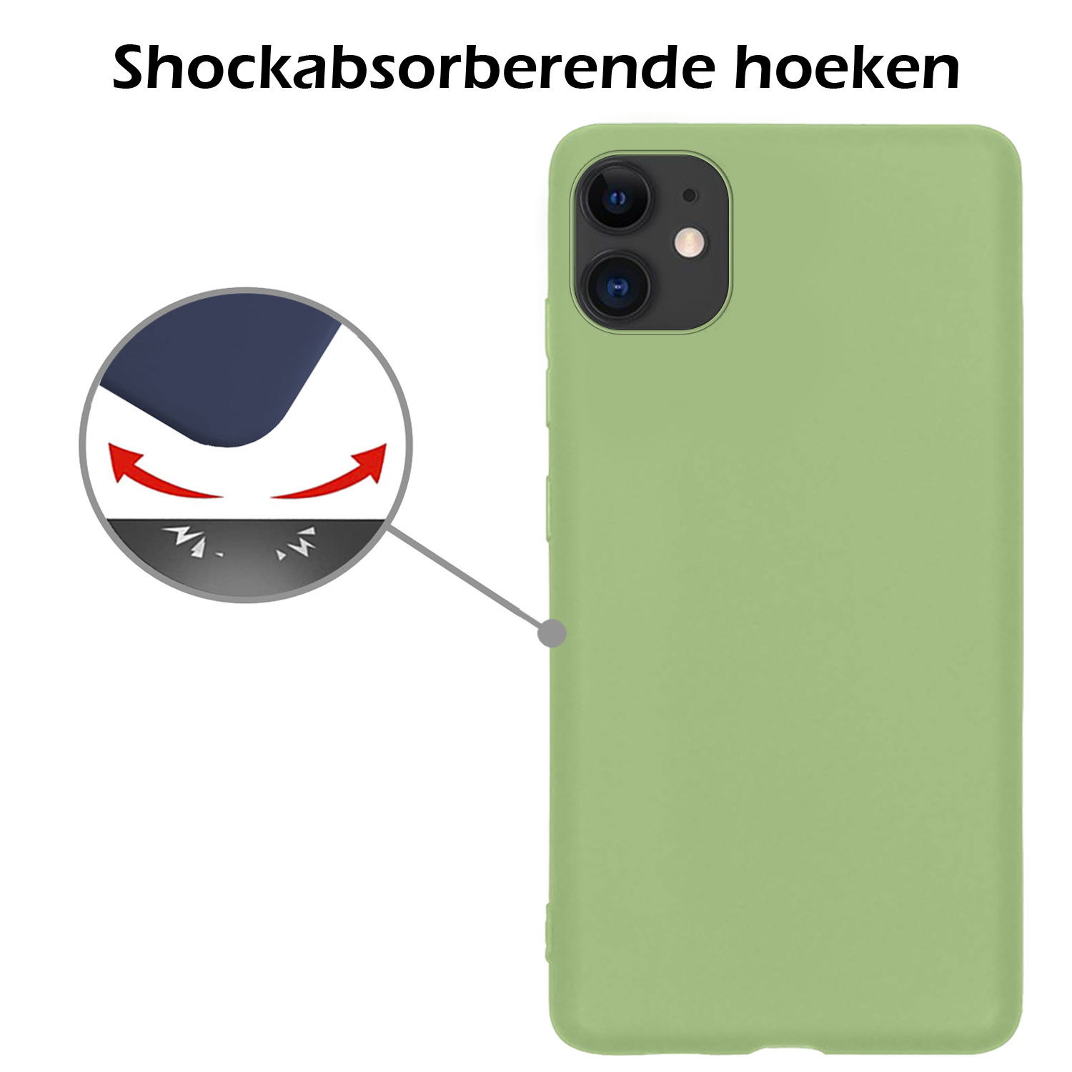 Nomfy Hoesje Geschikt voor iPhone 11 Hoesje Siliconen Cover Case - Hoes Geschikt voor iPhone 11 Hoes Back Case - 2-PACK - Groen