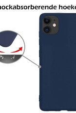 Nomfy Hoesje Geschikt voor iPhone 11 Hoesje Siliconen Cover Case - Hoes Geschikt voor iPhone 11 Hoes Back Case - 2-PACK - Donkerblauw