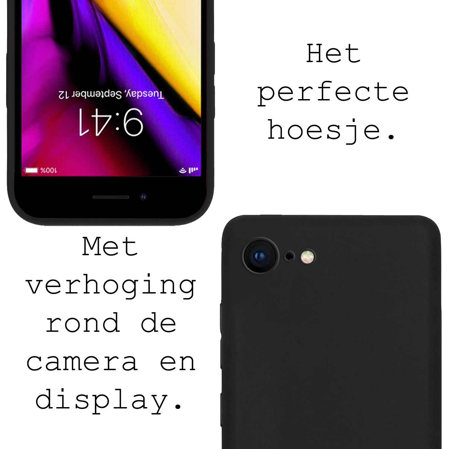 Nomfy Hoesje Geschikt voor iPhone 8 Hoesje Siliconen Cover Case - Hoes Geschikt voor iPhone 8 Hoes Back Case - 2-PACK - Zwart