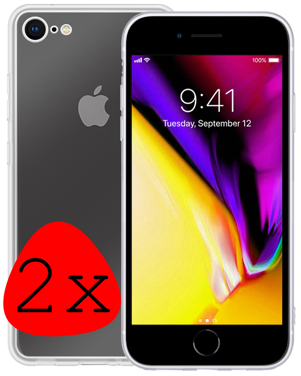 Nomfy Hoesje Geschikt voor iPhone 8 Hoesje Siliconen Cover Case - Hoes Geschikt voor iPhone 8 Hoes Back Case - 2-PACK - Transparant