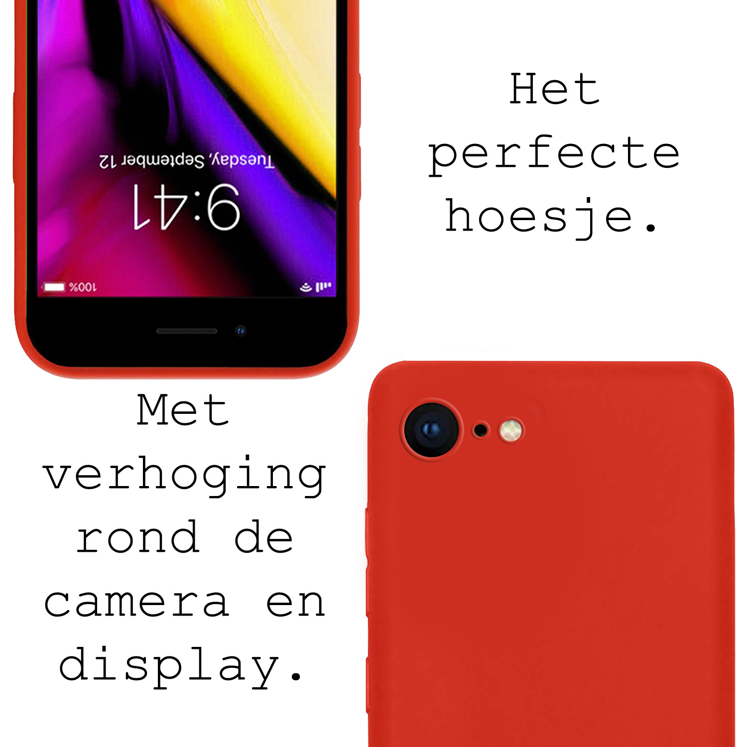 Nomfy Hoesje Geschikt voor iPhone 8 Hoesje Siliconen Cover Case - Hoes Geschikt voor iPhone 8 Hoes Back Case - 2-PACK - Rood