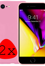 Nomfy Hoesje Geschikt voor iPhone 8 Hoesje Siliconen Cover Case - Hoes Geschikt voor iPhone 8 Hoes Back Case - 2-PACK - Lichtroze