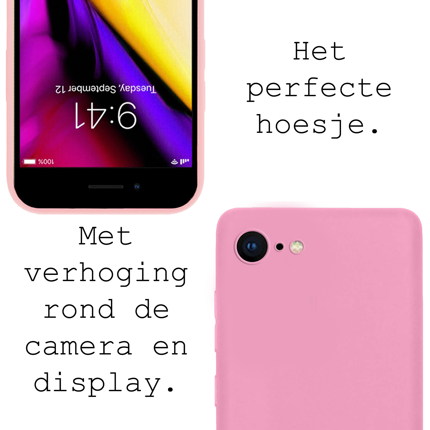 Nomfy Hoesje Geschikt voor iPhone 8 Hoesje Siliconen Cover Case - Hoes Geschikt voor iPhone 8 Hoes Back Case - 2-PACK - Lichtroze