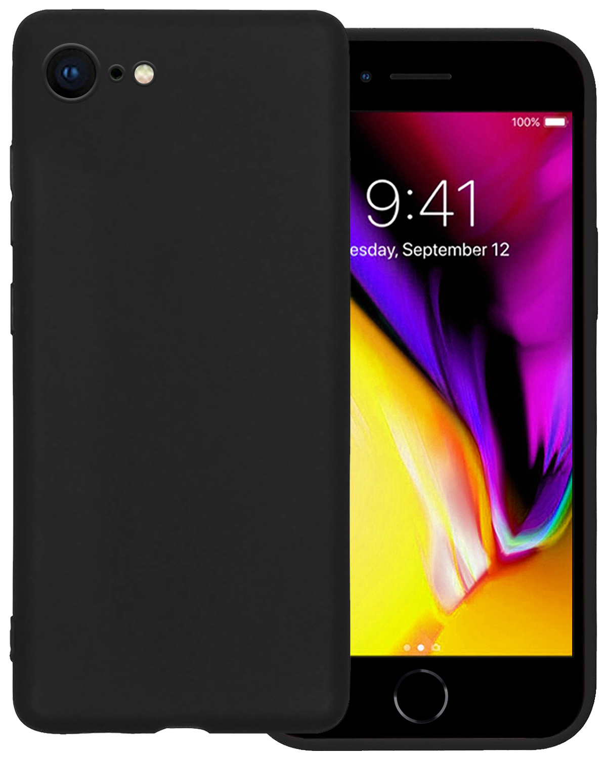 Nomfy Hoesje Geschikt voor iPhone 8 Hoesje Siliconen Cover Case - Hoes Geschikt voor iPhone 8 Hoes Back Case - Zwart