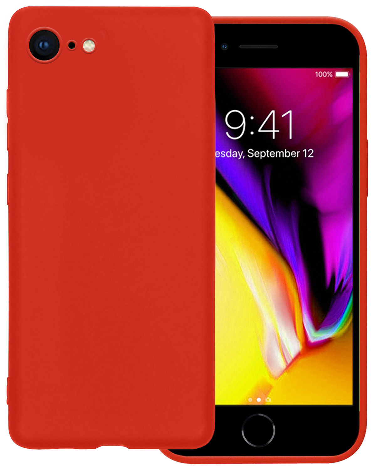Nomfy Hoesje Geschikt voor iPhone 8 Hoesje Siliconen Cover Case - Hoes Geschikt voor iPhone 8 Hoes Back Case - Rood