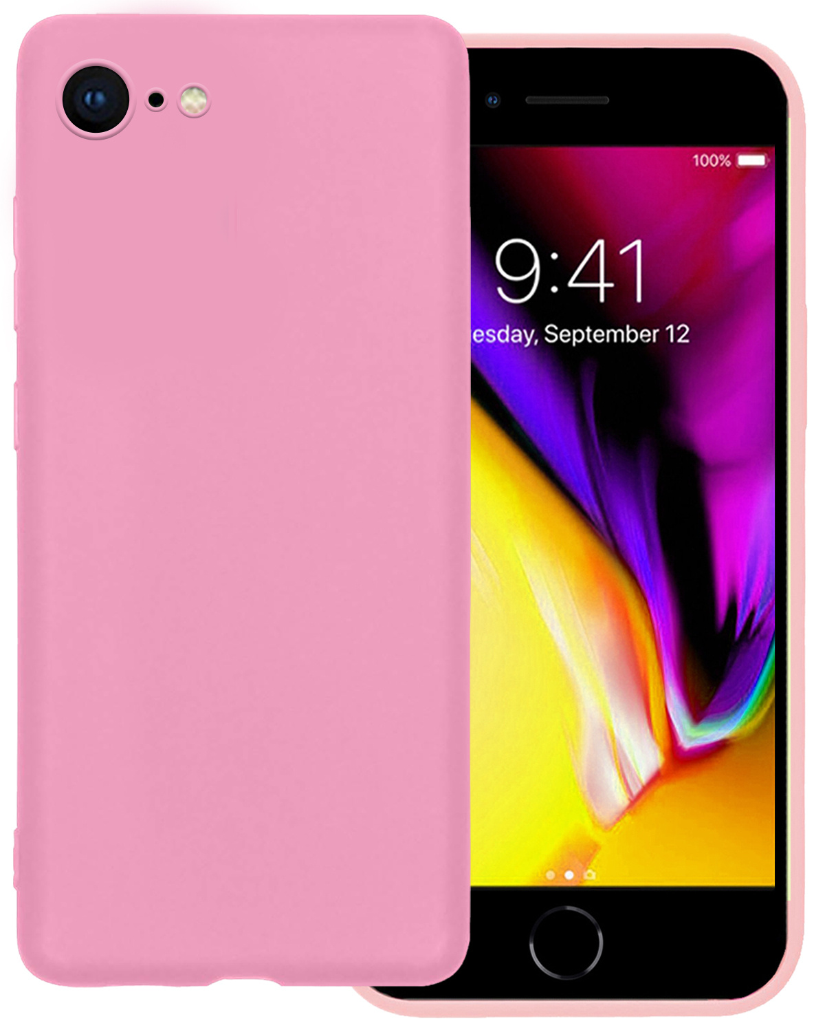 Nomfy Hoesje Geschikt voor iPhone 8 Hoesje Siliconen Cover Case - Hoes Geschikt voor iPhone 8 Hoes Back Case - Lichtroze