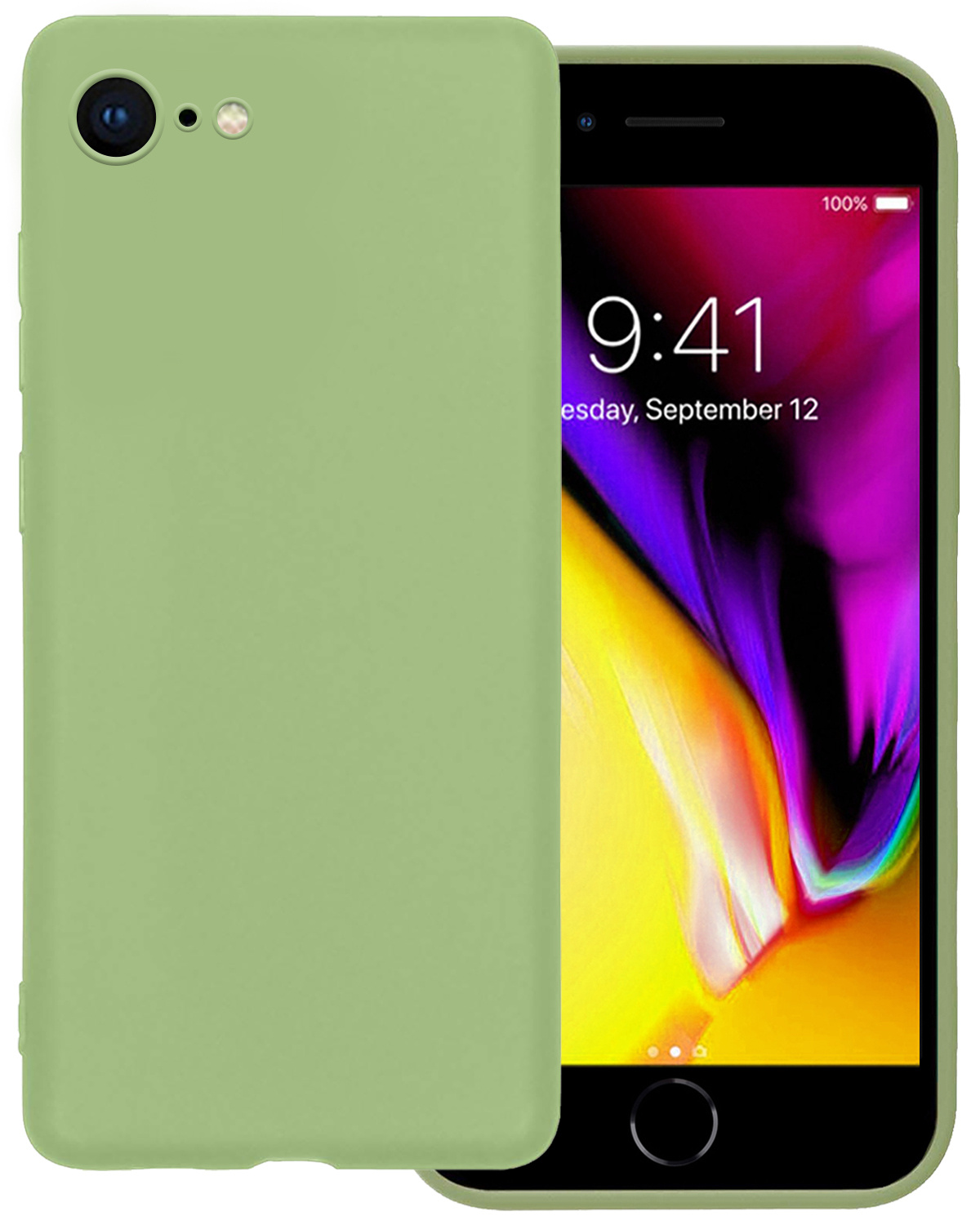 Nomfy Hoesje Geschikt voor iPhone 8 Hoesje Siliconen Cover Case - Hoes Geschikt voor iPhone 8 Hoes Back Case - Groen