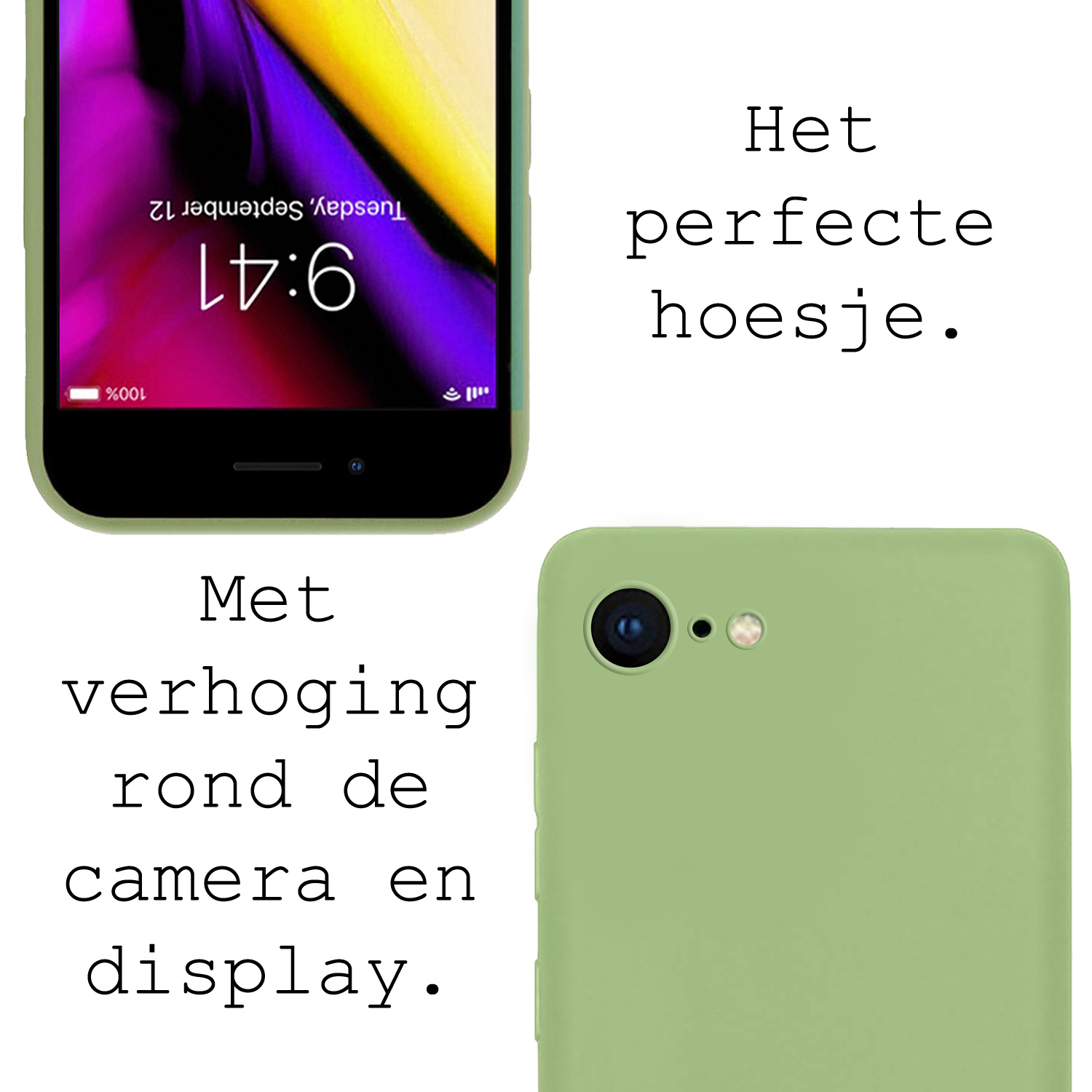 Nomfy Hoesje Geschikt voor iPhone 8 Hoesje Siliconen Cover Case - Hoes Geschikt voor iPhone 8 Hoes Back Case - Groen