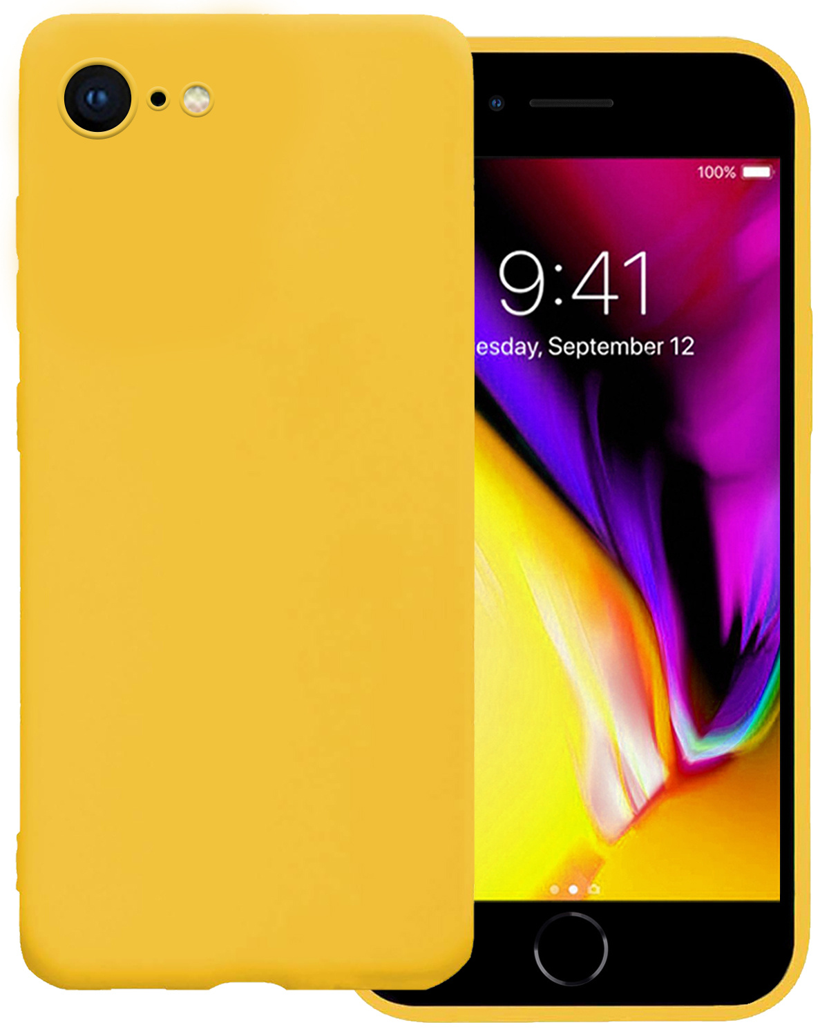 Nomfy Hoesje Geschikt voor iPhone 8 Hoesje Siliconen Cover Case - Hoes Geschikt voor iPhone 8 Hoes Back Case - Geel