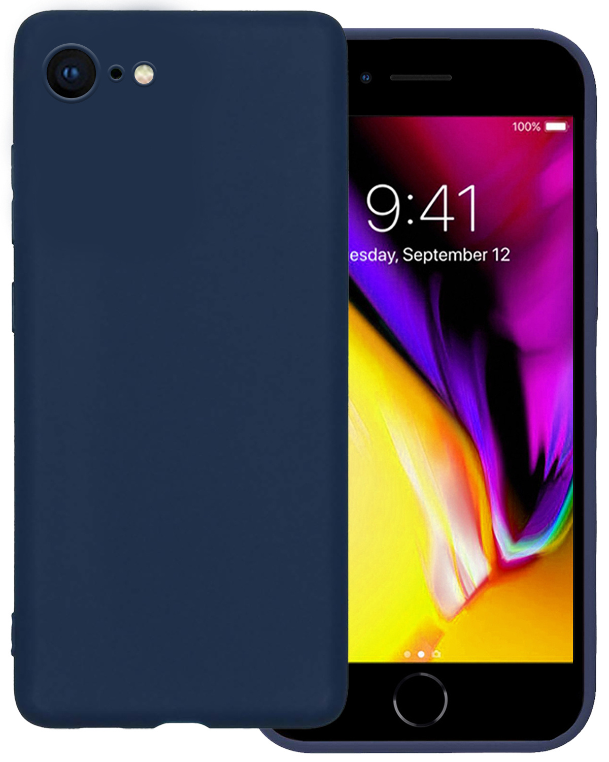 Nomfy Hoesje Geschikt voor iPhone 8 Hoesje Siliconen Cover Case - Hoes Geschikt voor iPhone 8 Hoes Back Case - Donkerblauw