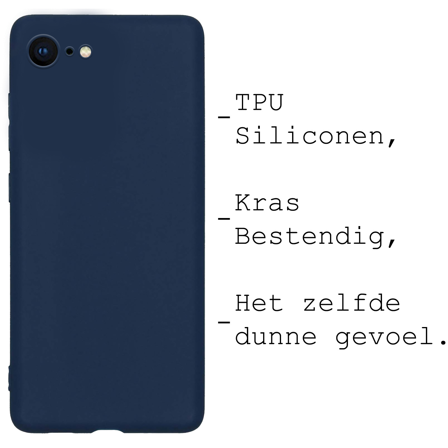 Nomfy Hoesje Geschikt voor iPhone 8 Hoesje Siliconen Cover Case - Hoes Geschikt voor iPhone 8 Hoes Back Case - Donkerblauw