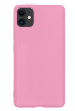 BASEY. Hoes Geschikt voor iPhone 11 Hoesje Siliconen Back Cover Case - Hoesje Geschikt voor iPhone 11 Hoes Cover Hoesje - Lichtroze