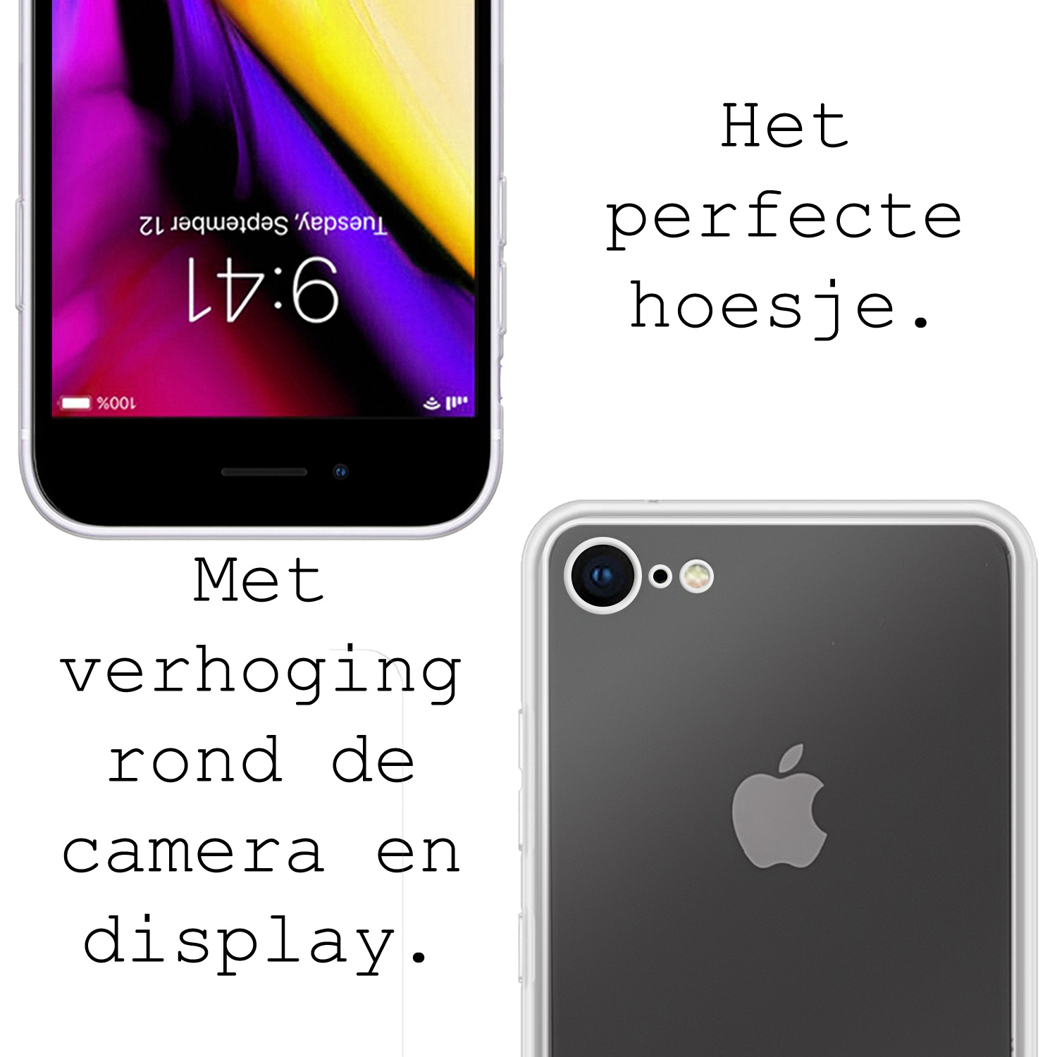 Nomfy Hoesje Geschikt voor iPhone 7 Hoesje Siliconen Cover Case - Hoes Geschikt voor iPhone 7 Hoes Back Case - 2-PACK - Transparant