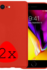 Nomfy Hoesje Geschikt voor iPhone 7 Hoesje Siliconen Cover Case - Hoes Geschikt voor iPhone 7 Hoes Back Case - 2-PACK - Rood