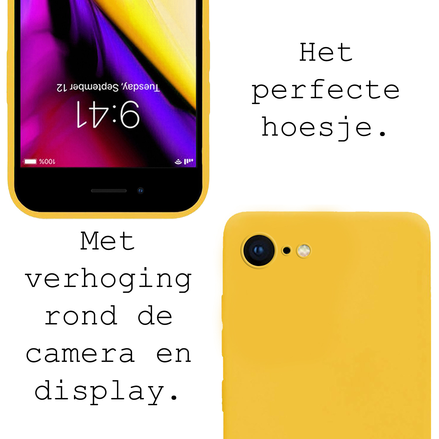 Nomfy Hoesje Geschikt voor iPhone 7 Hoesje Siliconen Cover Case - Hoes Geschikt voor iPhone 7 Hoes Back Case - 2-PACK - Geel