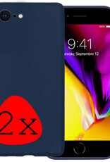 Nomfy Hoesje Geschikt voor iPhone 7 Hoesje Siliconen Cover Case - Hoes Geschikt voor iPhone 7 Hoes Back Case - 2-PACK - Donkerblauw