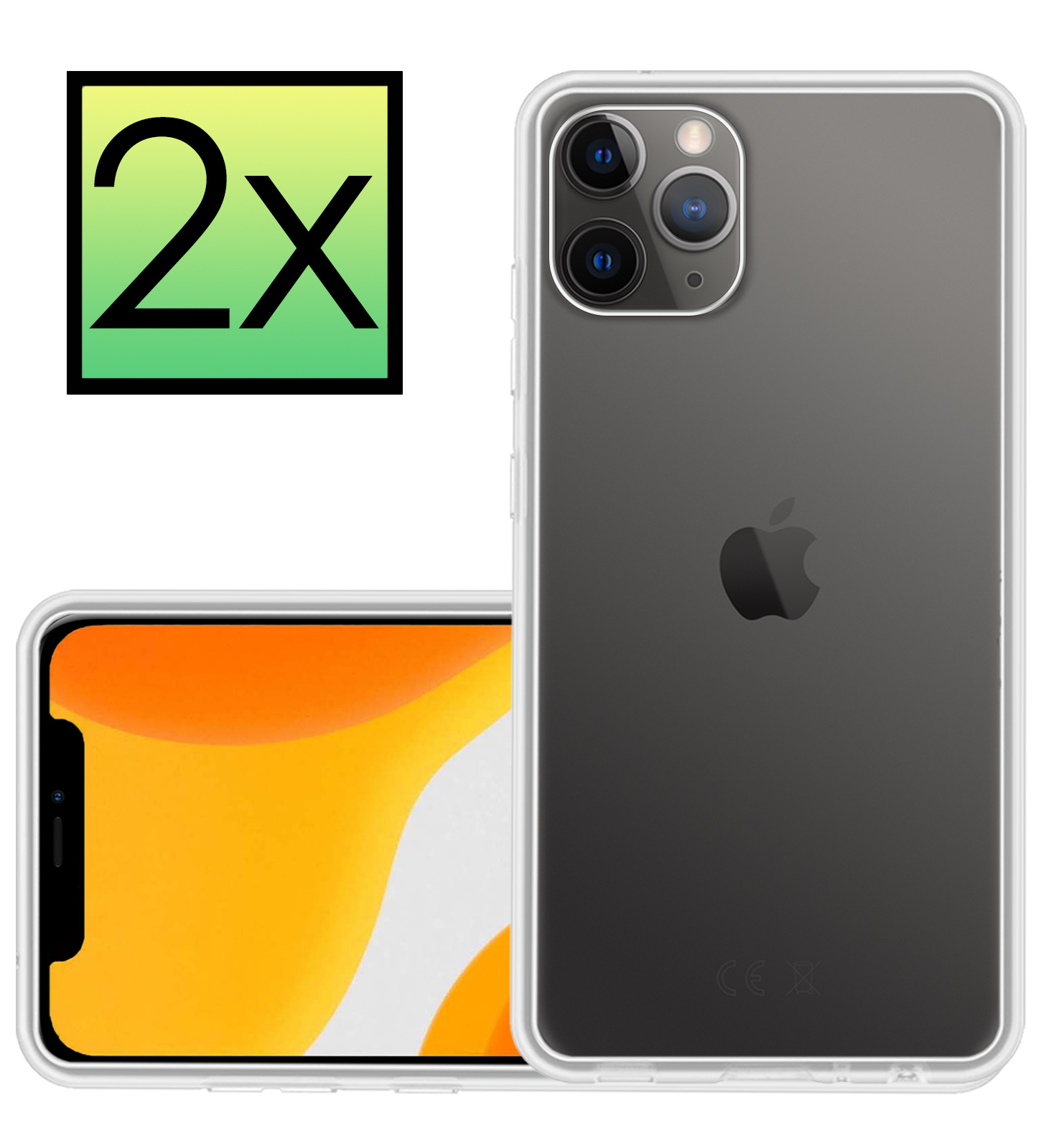 NoXx Hoes Geschikt voor iPhone 12 Pro Max Hoesje Cover Siliconen Back Case Hoes - Transparant - 2x