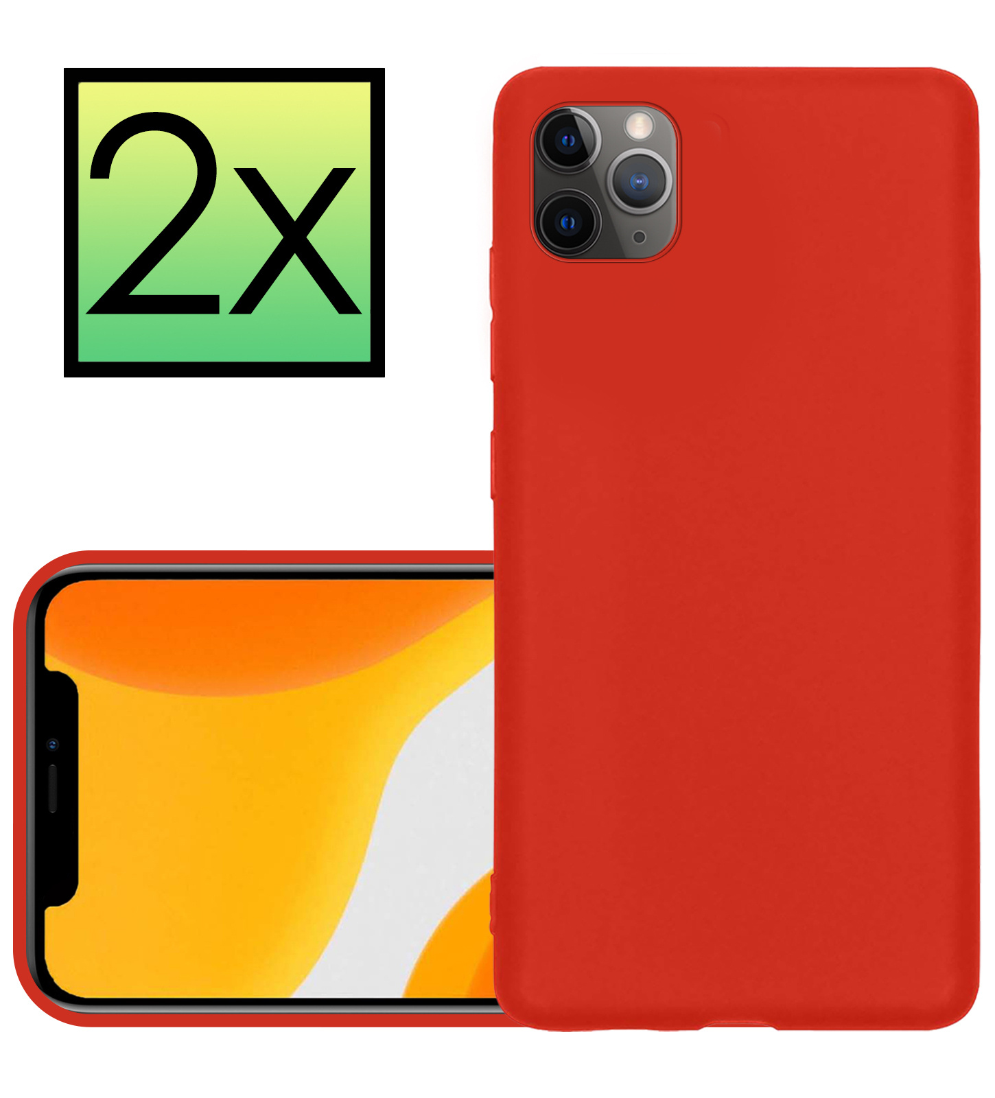 NoXx Hoes Geschikt voor iPhone 12 Pro Max Hoesje Cover Siliconen Back Case Hoes - Rood - 2x