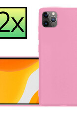 NoXx Hoes Geschikt voor iPhone 12 Pro Max Hoesje Cover Siliconen Back Case Hoes - Lichtroze - 2x