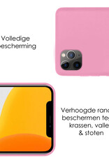 NoXx Hoes Geschikt voor iPhone 12 Pro Max Hoesje Cover Siliconen Back Case Hoes - Lichtroze