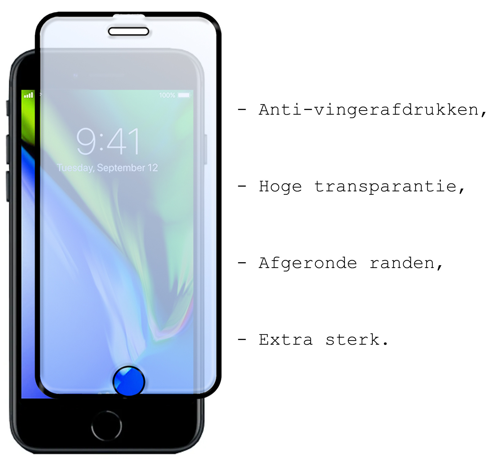 BASEY. Screenprotector Geschikt voor iPhone 8 Plus Screenprotector Beschermglas Full Cover - Screenprotector Geschikt voor iPhone 8 Plus Screen Protector Full Cover