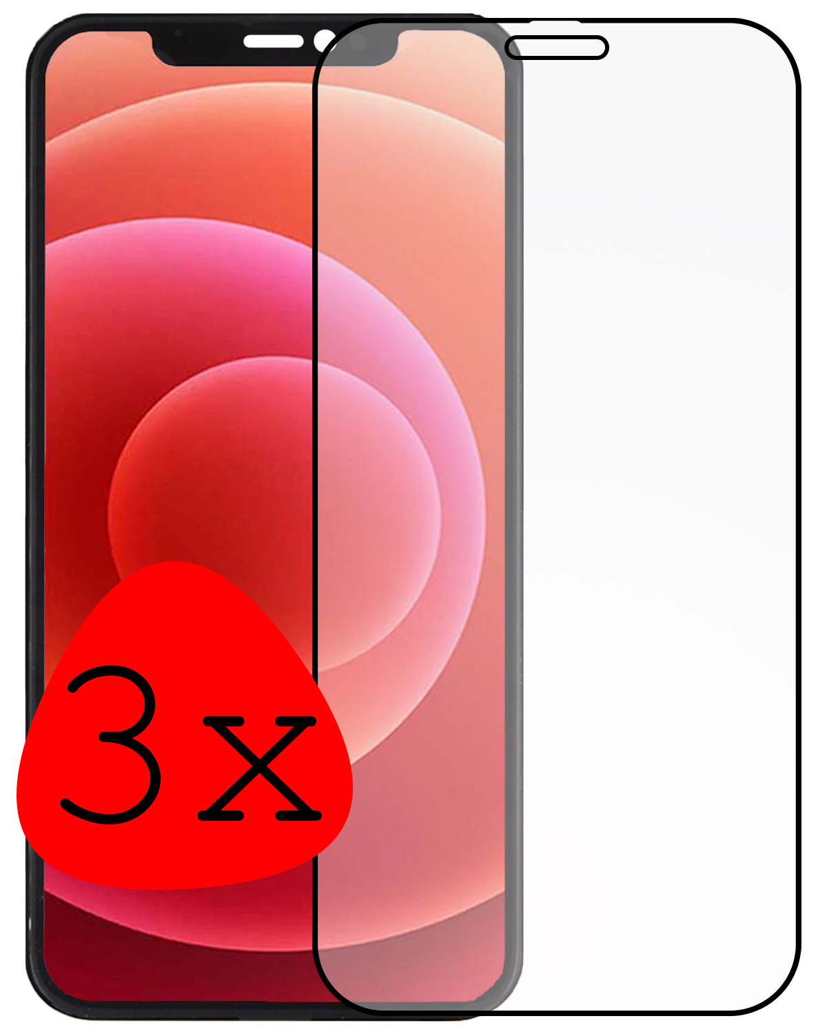 BASEY. Screenprotector Geschikt voor iPhone X Screenprotector Beschermglas Full Cover - Screenprotector Geschikt voor iPhone X Screen Protector Full Cover - 3 Stuks