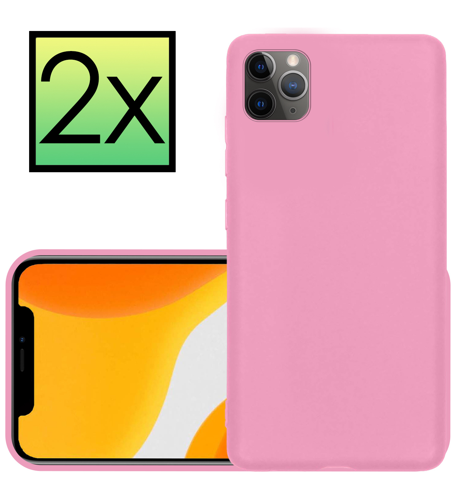 NoXx Hoes Geschikt voor iPhone 12 Pro Hoesje Cover Siliconen Back Case Hoes - Lichtroze - 2x