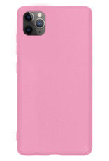 NoXx Hoes Geschikt voor iPhone 12 Pro Hoesje Cover Siliconen Back Case Hoes - Lichtroze - 2x