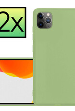 NoXx Hoes Geschikt voor iPhone 12 Pro Hoesje Cover Siliconen Back Case Hoes - Groen - 2x