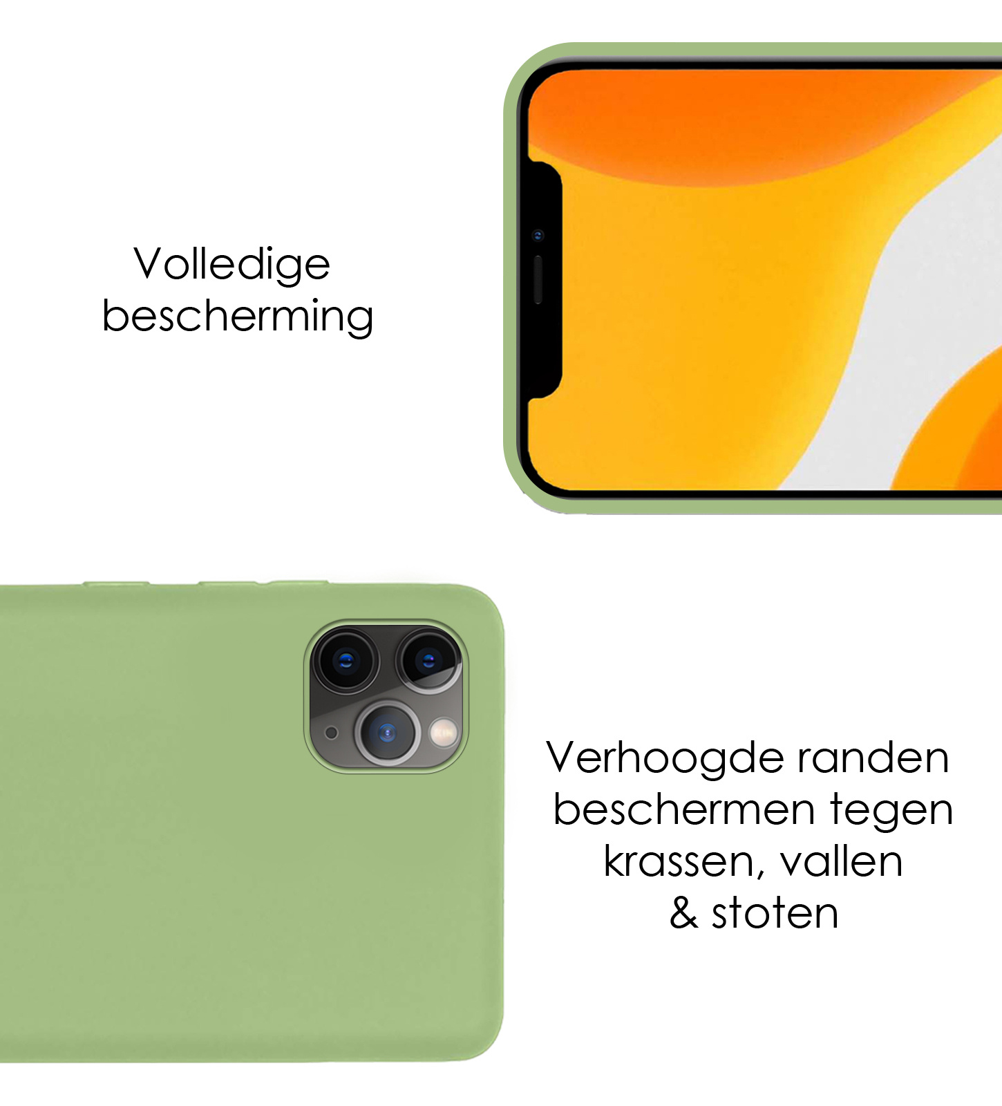 NoXx Hoes Geschikt voor iPhone 12 Pro Hoesje Cover Siliconen Back Case Hoes - Groen - 2x
