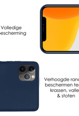 NoXx Hoes Geschikt voor iPhone 12 Pro Hoesje Cover Siliconen Back Case Hoes - Donkerblauw - 2x