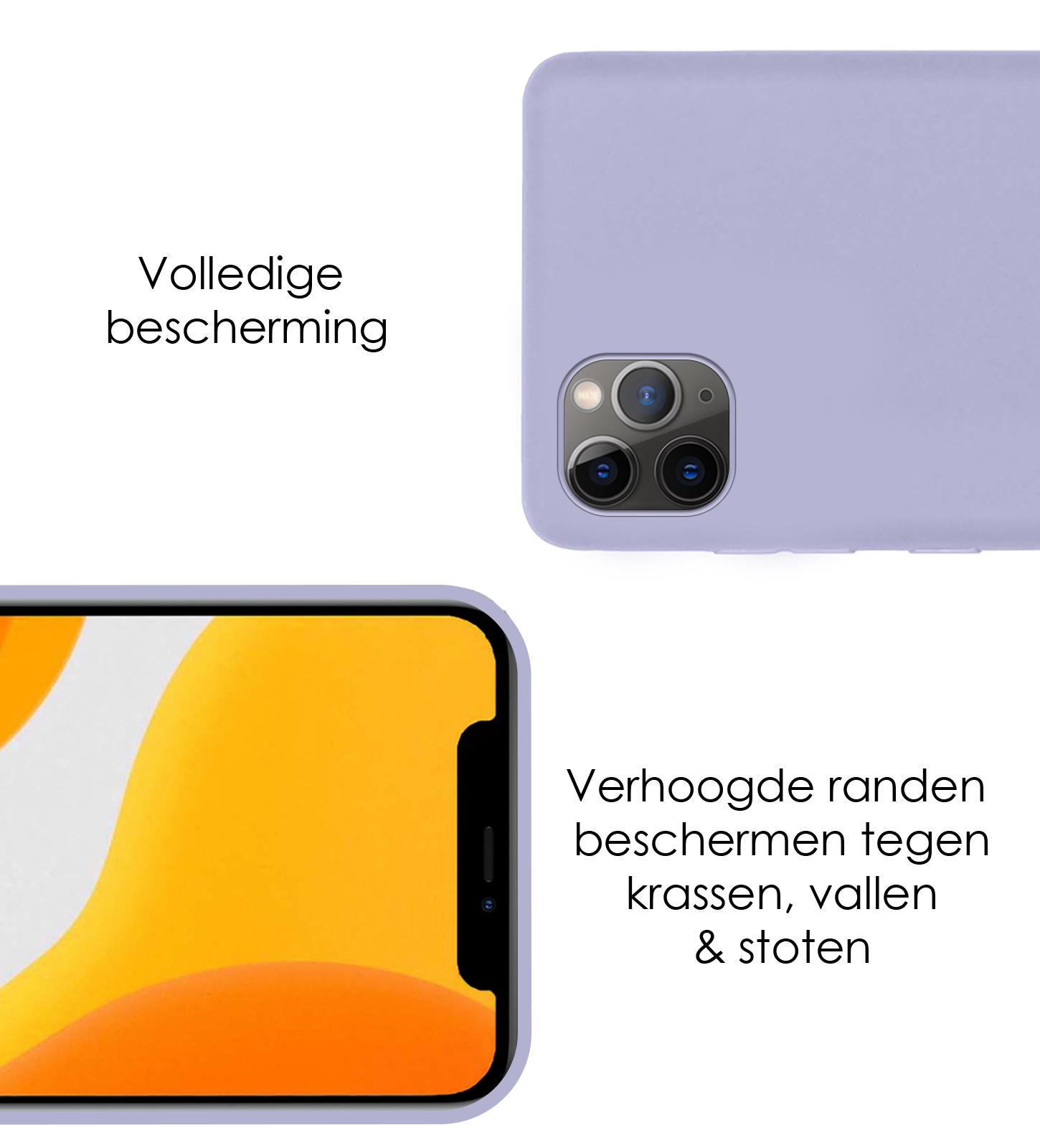 NoXx Hoes Geschikt voor iPhone 12 Pro Hoesje Cover Siliconen Back Case Hoes - Lila