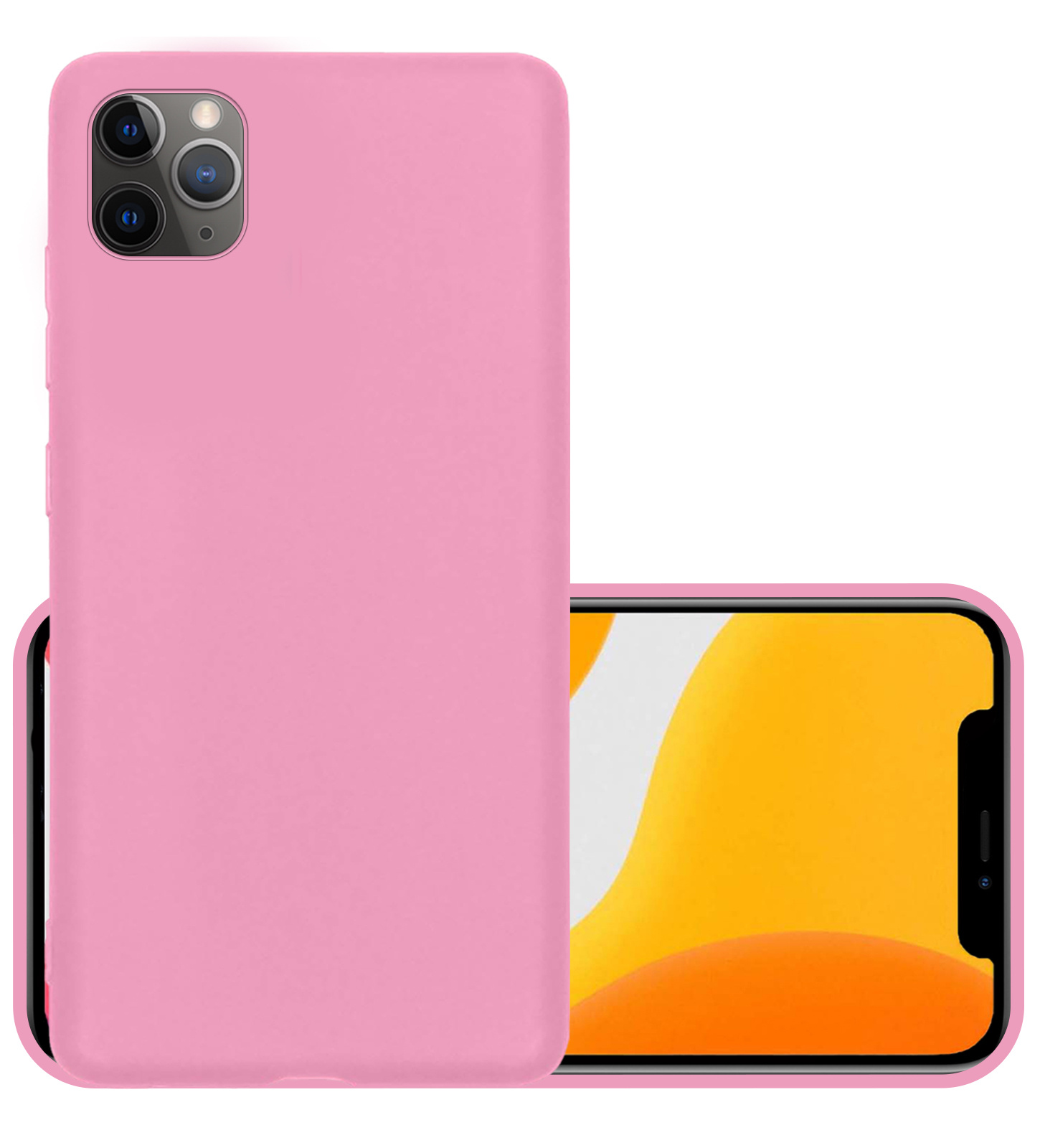 NoXx Hoes Geschikt voor iPhone 12 Pro Hoesje Cover Siliconen Back Case Hoes - Lichtroze