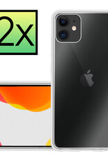 NoXx Hoes Geschikt voor iPhone 12 Hoesje Cover Siliconen Back Case Hoes - Transparant - 2x