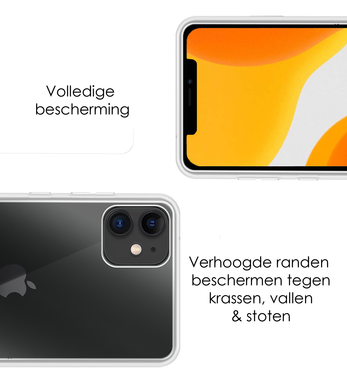 NoXx Hoes Geschikt voor iPhone 12 Hoesje Cover Siliconen Back Case Hoes - Transparant - 2x