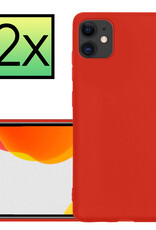 NoXx Hoes Geschikt voor iPhone 12 Hoesje Cover Siliconen Back Case Hoes - Rood - 2x