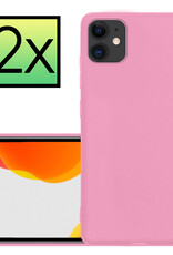 NoXx Hoes Geschikt voor iPhone 12 Hoesje Cover Siliconen Back Case Hoes - Lichtroze - 2x