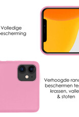 NoXx Hoes Geschikt voor iPhone 12 Hoesje Cover Siliconen Back Case Hoes - Lichtroze - 2x